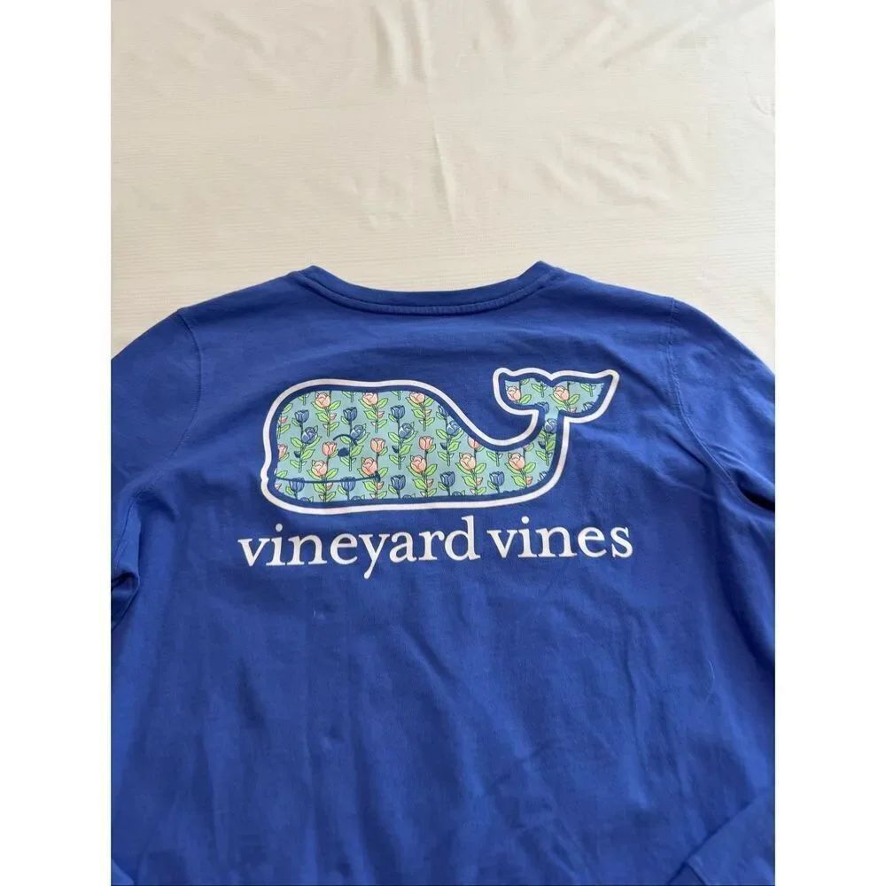 Vineyard Vines Blue Whale Long Sleeve T-Shirt Size Small